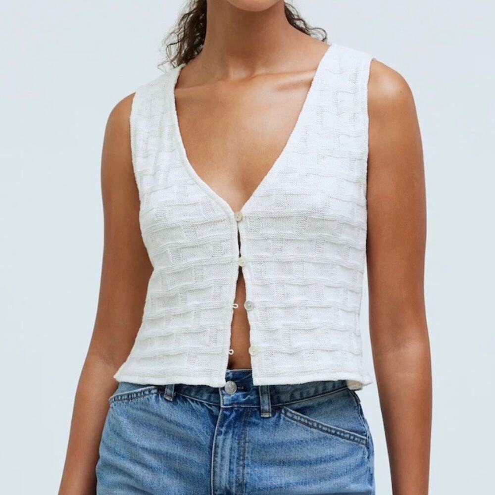 Madewell Basketweave Stitch Vest Top Women's XXS Cream Festival